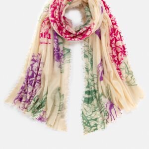Floral Print Fringed Scarf